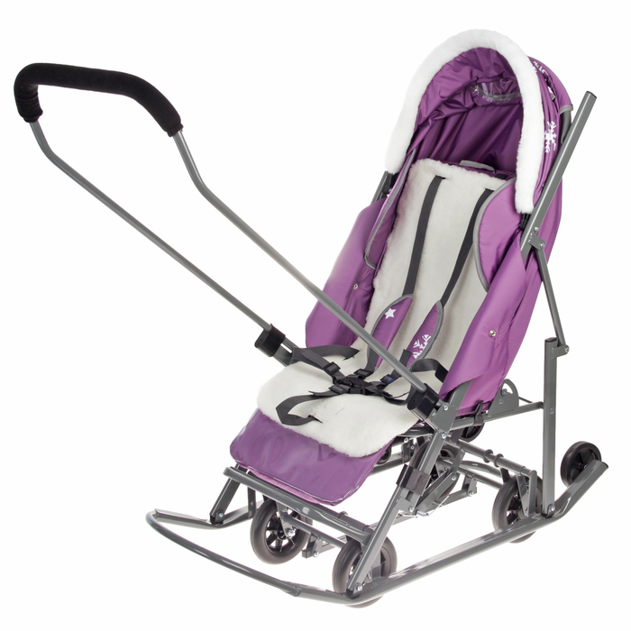 Санки-коляска Pikate Снежинки, цвет фиолетовый
