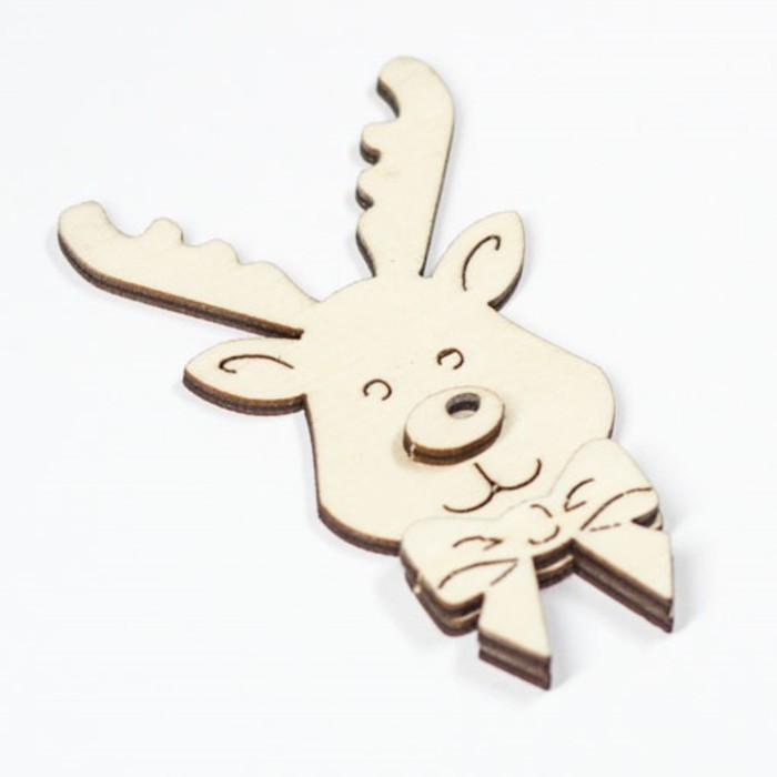 Заготовка для творчества из фанеры "Брошь. Оленёнок" малая 2,5х4,2 см