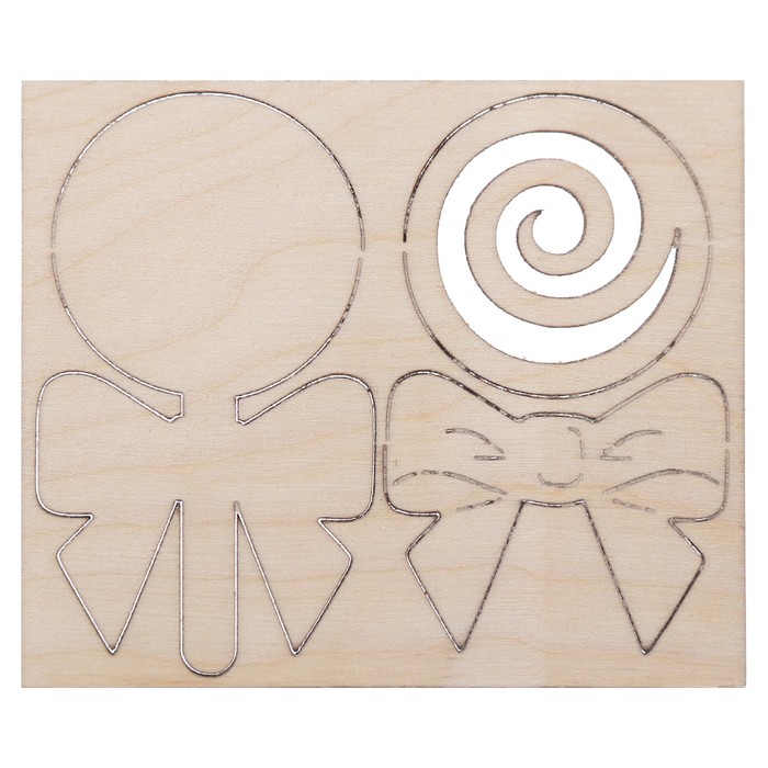 Заготовка для творчества из фанеры "Брошь. Леденец на палочке малый" 3,7х6,4 см