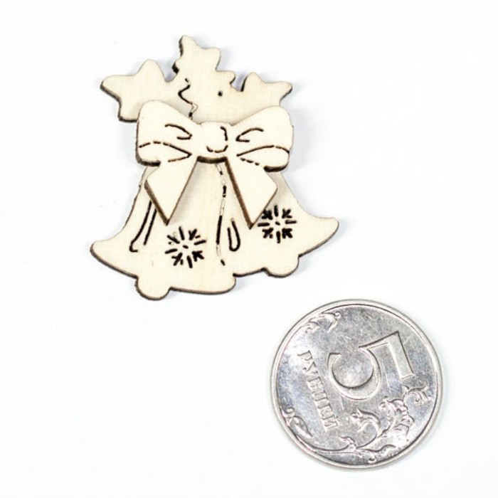 Заготовка для творчества из фанеры "Брошь. Колокольчики" малая 4х4 см