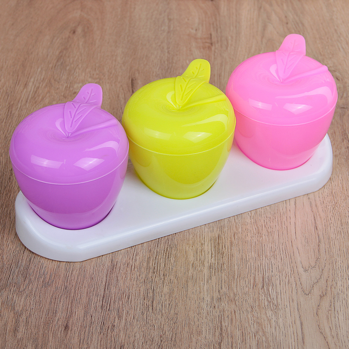 Набор емкостей для сыпучих 270 мл "Яблочки", 3 шт, на подставке
