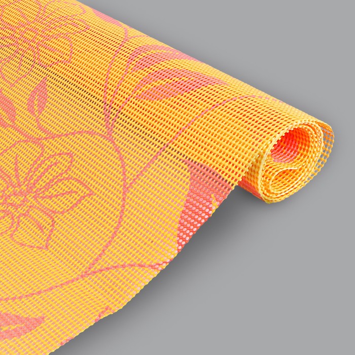 Коврик противоскользящий "Вьющиеся цветы" 45х100 см, цвет оранжевый