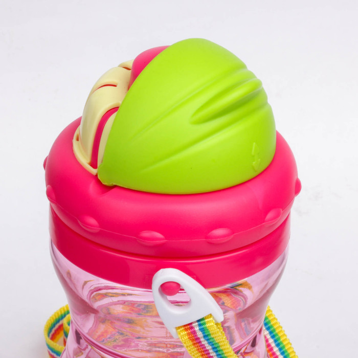 Поильник детский с трубочкой, на ремешке, 450 мл, от 9 мес., цвета МИКС