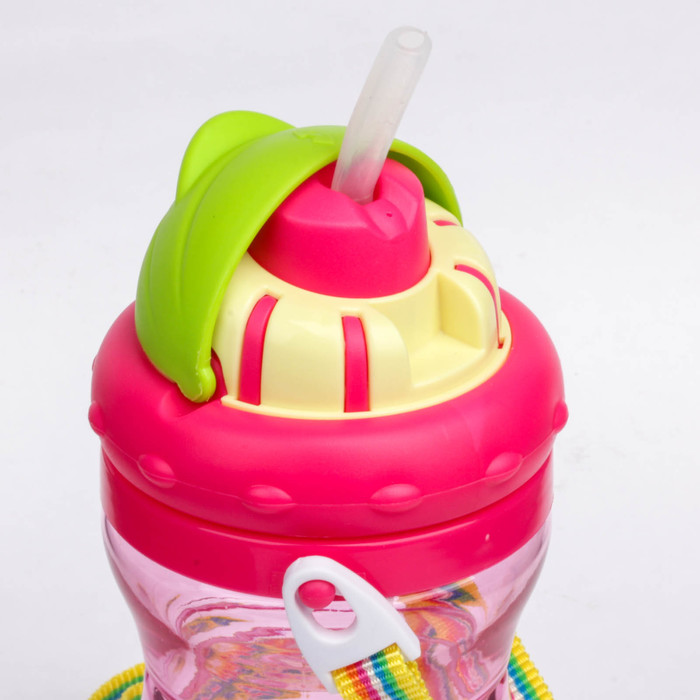 Поильник детский с трубочкой, на ремешке, 450 мл, от 9 мес., цвета МИКС