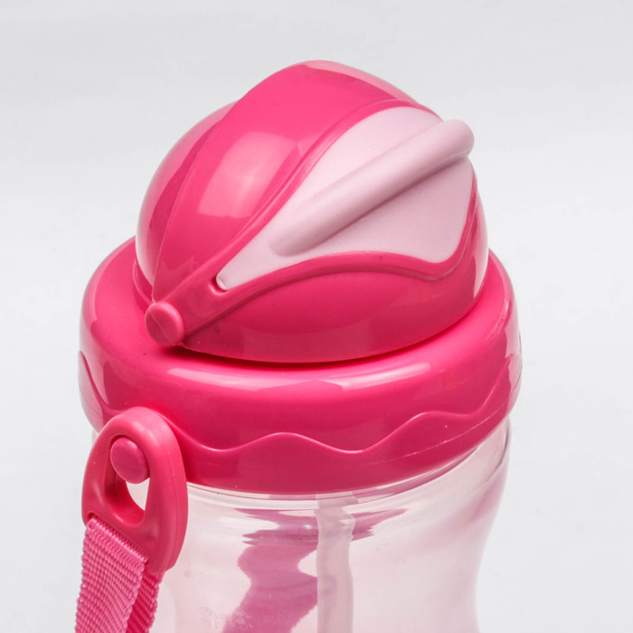 Поильник детский с трубочкой, на ремешке, 380 мл, от 9 мес., цвета МИКС