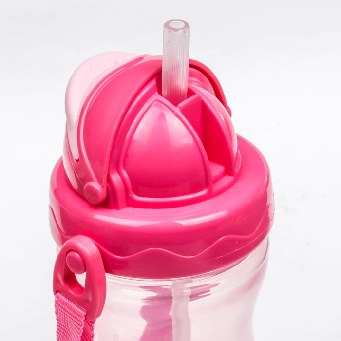 Поильник детский с трубочкой, на ремешке, 380 мл, от 9 мес., цвета МИКС