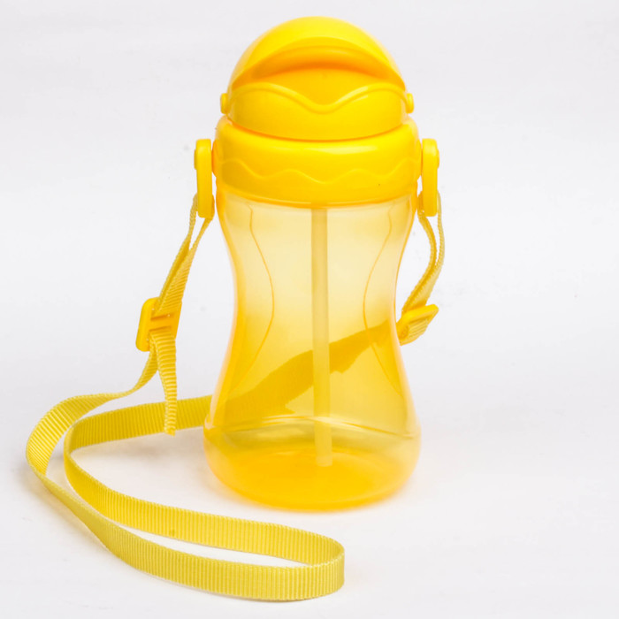 Поильник детский с трубочкой, на ремешке, 420 мл, от 9 мес., цвета МИКС