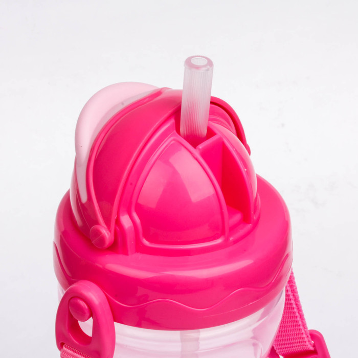 Поильник детский с трубочкой, на ремешке, 420 мл, от 9 мес., цвета МИКС