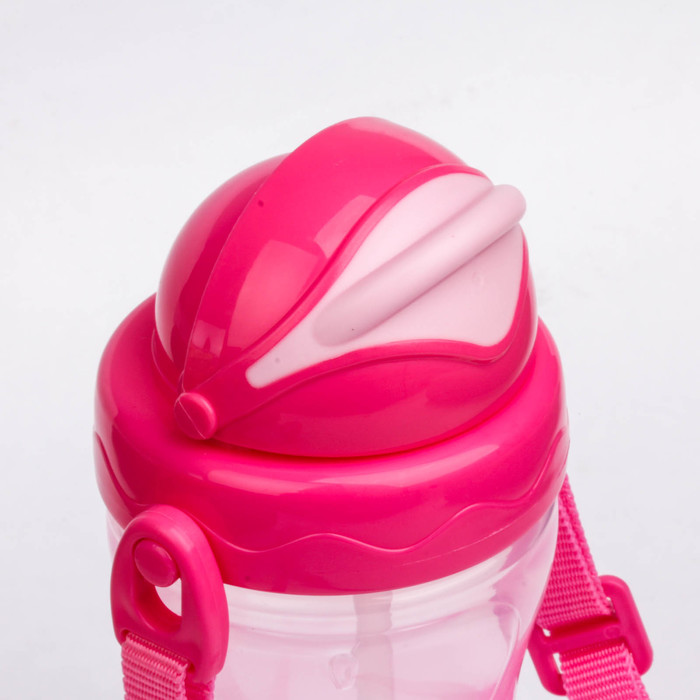 Поильник детский с трубочкой, на ремешке, 420 мл, от 9 мес., цвета МИКС