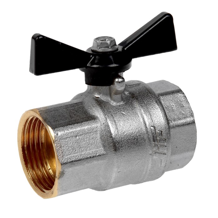 Кран шаровой  JIF, внутренняя/внутреняя резьба 3/4", бабочка, никелированный