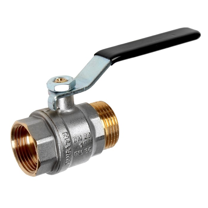 Кран шаровой  JIF, внутренняя/наружная резьба 1", ручка, никелированный