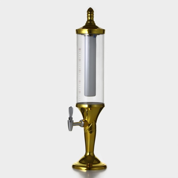 Башня пивная «Петронас», 3 л, колба с подсветкой, 2 батарейки, цвет золотой башня пивная 3л петронас с подсветкой золотая