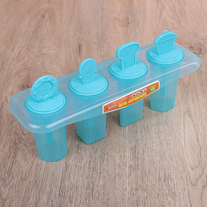 Форма для мороженого 4 ячейки "Сладости", ячейка 3,5х3,5х7,5 см, цвета МИКС