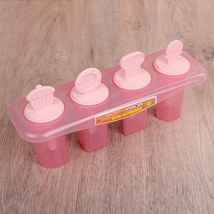 Форма для мороженого 4 ячейки "Сладости", ячейка 3,5х3,5х7,5 см, цвета МИКС