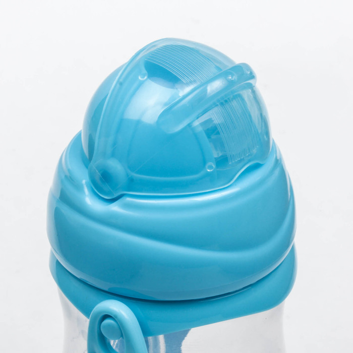 Поильник детский с трубочкой, на ремешке, 240 мл, от 5 мес., цвет голубой