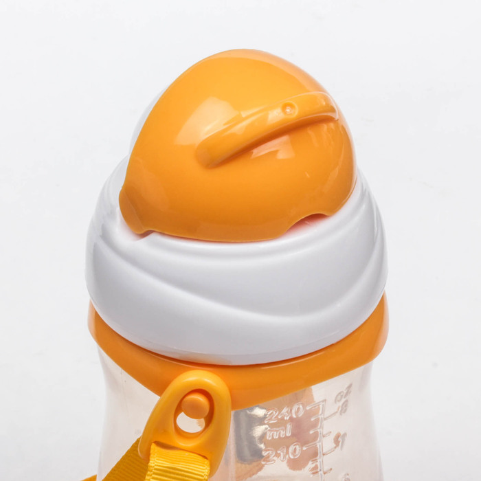 Поильник детский с трубочкой, на ремешке, 240 мл, от 5 мес., цвет оранжевый
