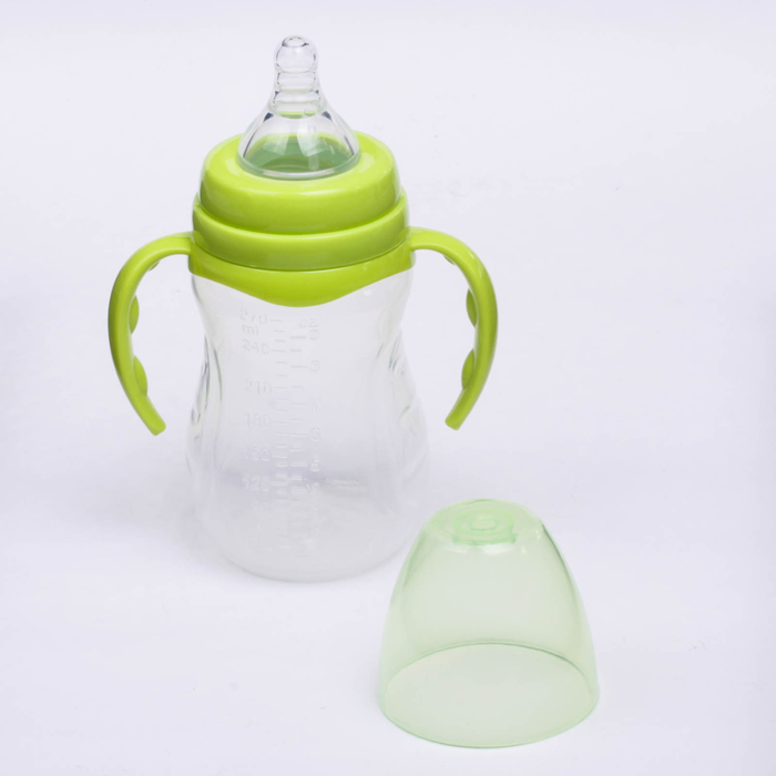 Бутылочка для кормления, с ручками, 270 мл, от 0 мес., цвет зелёный