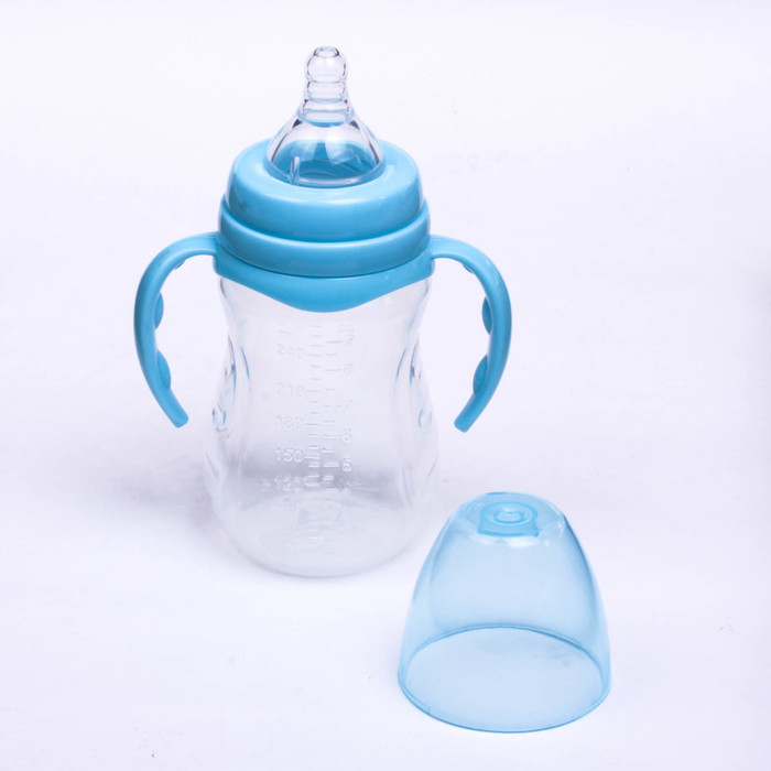 Бутылочка для кормления, с ручками, 270 мл, от 0 мес., цвет голубой
