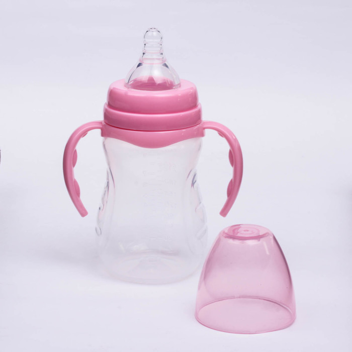 Бутылочка для кормления, с ручками, 270 мл, от 0 мес., цвет розовый