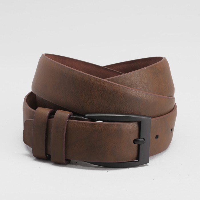 Ремень мужской, пряжка тёмный металл, ширина - 3,5 см, цвет коричневый