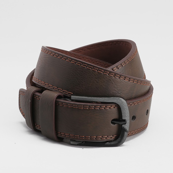 Ремень мужской, пряжка тёмный металл, ширина - 4 см, цвет хаки