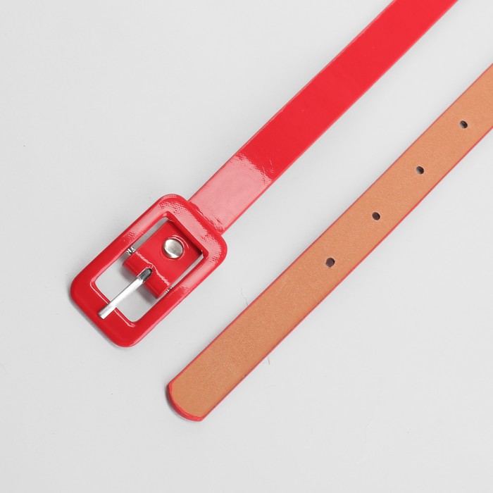 Ремень детский, гладкий, пряжка в цвет ремня, цвет красный