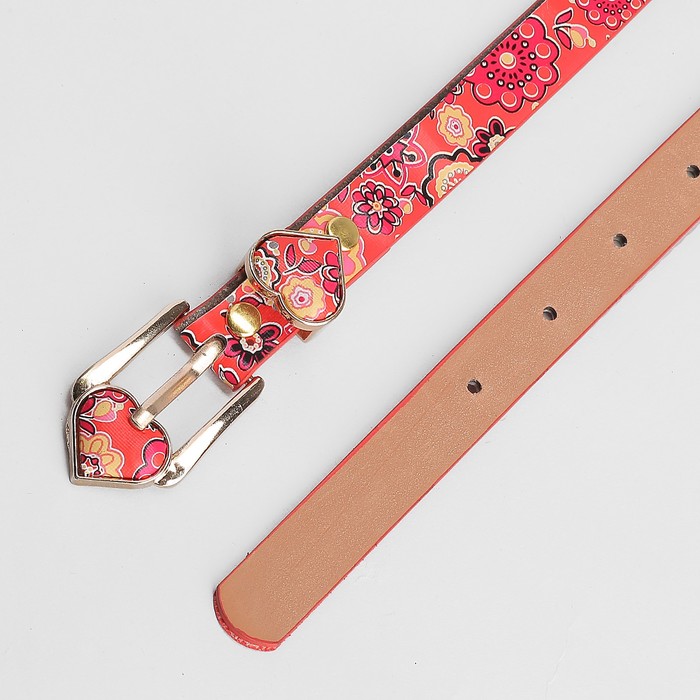 Ремень детский «Цветочек», пряжка и хомут золото, ширина - 1,8 см, цвет красный