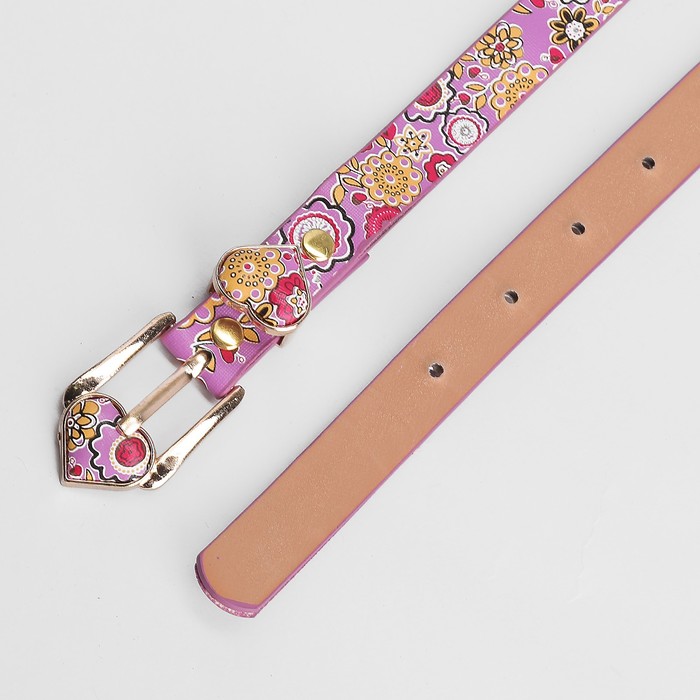 Ремень детский «Цветочек», пряжка и хомут золото, ширина - 1,8 см, цвет фиолетовый
