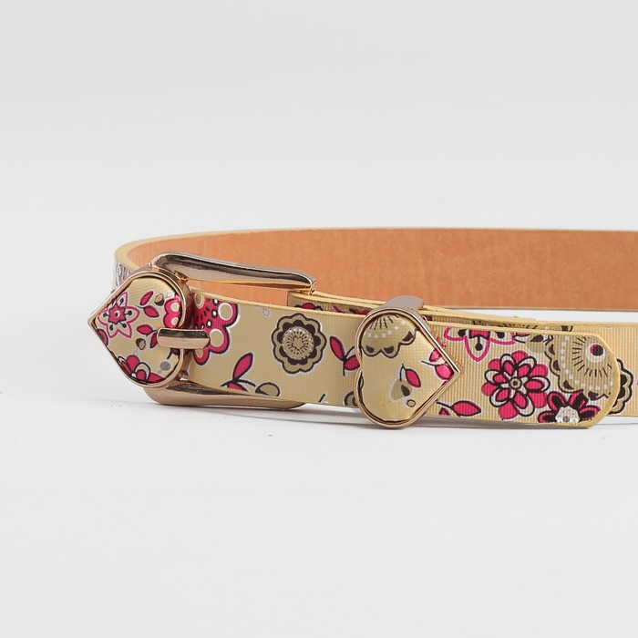 Ремень детский «Цветочек», пряжка и хомут золото, ширина - 1,8 см, цвет бежевый