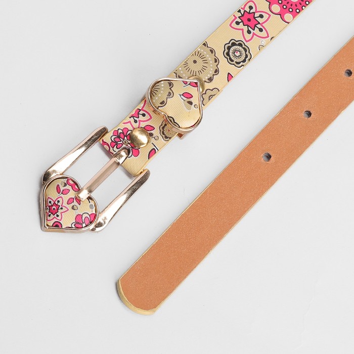 Ремень детский «Цветочек», пряжка и хомут золото, ширина - 1,8 см, цвет бежевый