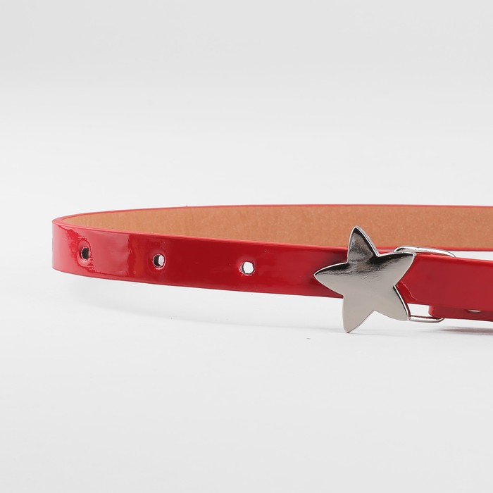 Ремень детский, ширина 1.3 см, гладкий, пряжка металл, цвет красный