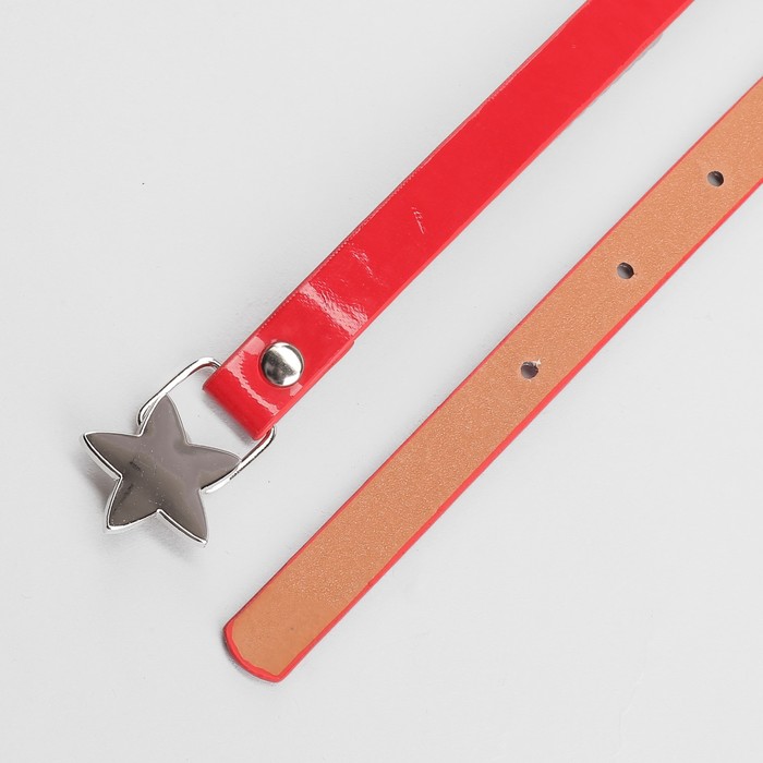 Ремень детский, ширина 1.3 см, гладкий, пряжка металл, цвет красный