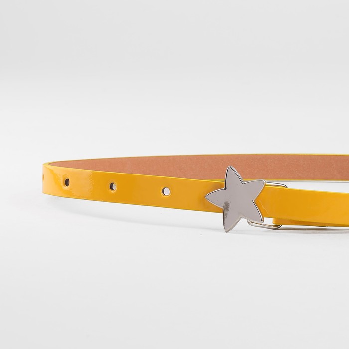 Ремень детский, ширина 1.3 см, гладкий, пряжка металл, цвет жёлтый