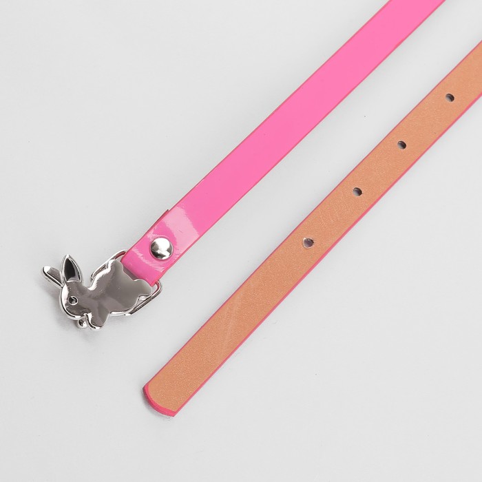 Ремень детский «Кролик», гладкий, пряжка металл, ширина - 1,3 см, цвет малиновый