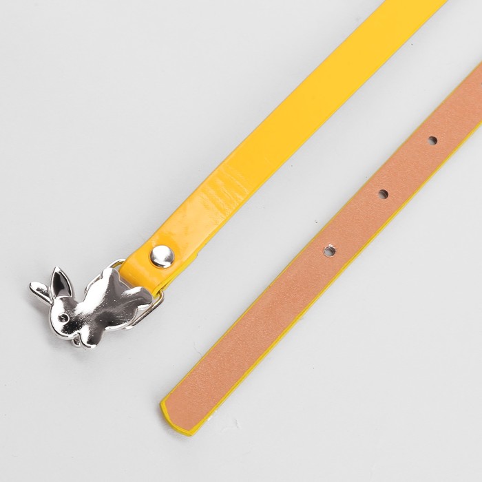 Ремень детский «Кролик», гладкий, пряжка металл, ширина - 1,3 см, цвет жёлтый