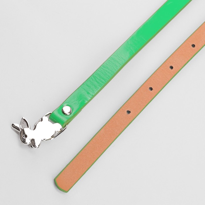 Ремень детский «Кролик», гладкий, пряжка металл, ширина - 1,3 см, цвет зелёный