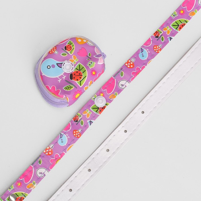 Ремень детский «Совы», пряжка в цвет ремня, с кошельком, ширина - 1,8 см, цвет фиолетовый