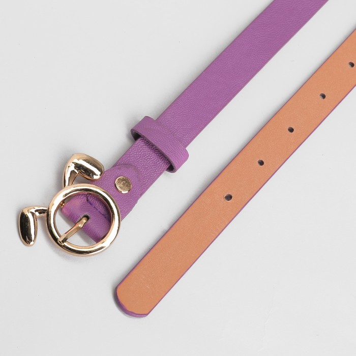 Ремень детский «Зайка», гладкий, пряжка золото, ширина - 2 см, цвет сиреневый