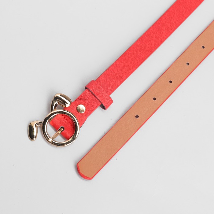 Ремень детский «Зайка», гладкий, пряжка золото, ширина - 2 см, цвет красный