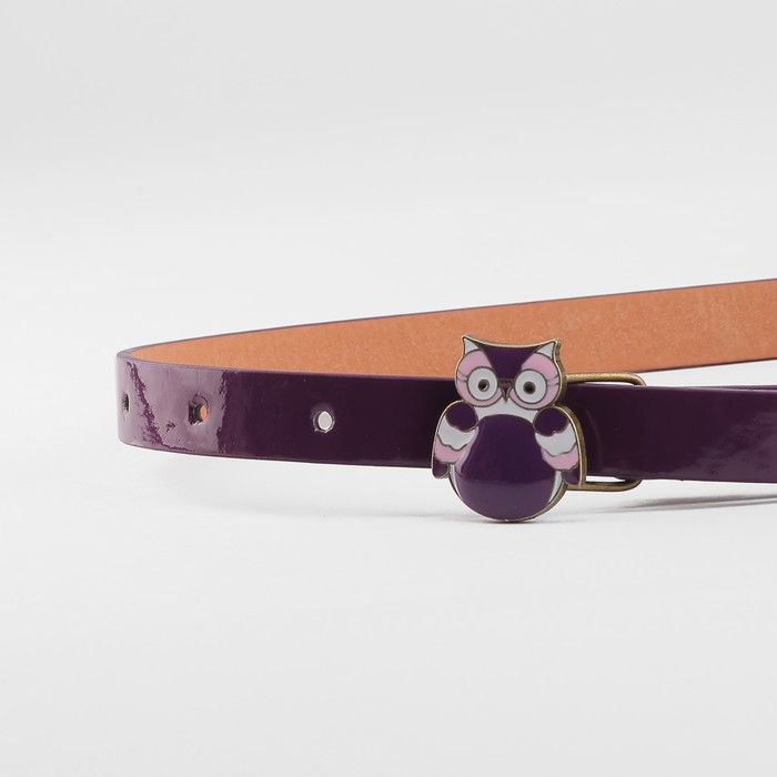 Ремень детский «Совушка», гладкий, пряжка металл-эмаль, ширина - 1,5 см, цвет фиолетовый