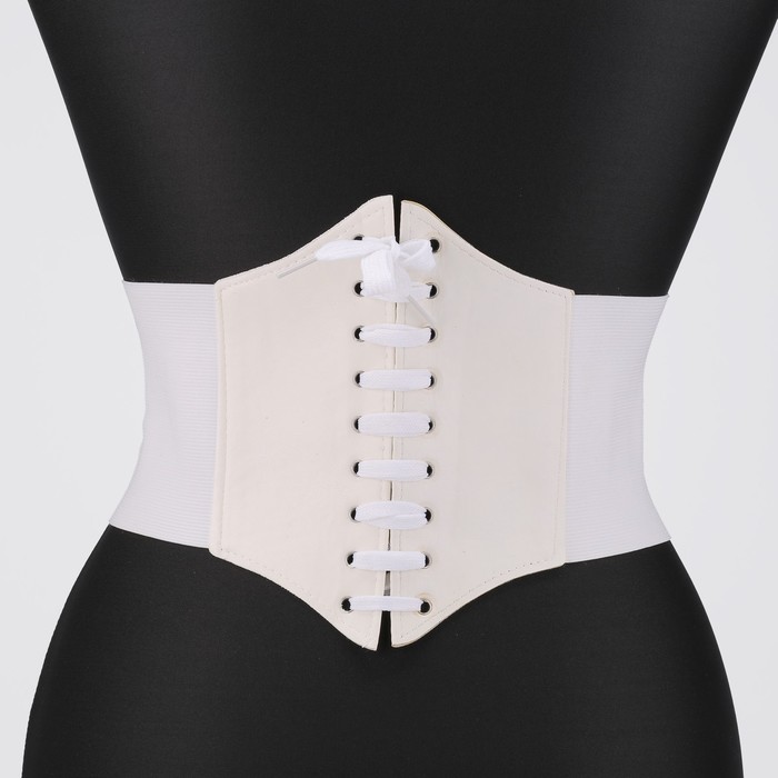 Ремень-корсет женский, ширина 11.5 см, резинка, шнуровка, цвет белый