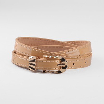 Ремень женский, пряжка и хомут золото, ширина - 1,3 см, цвет бежевый