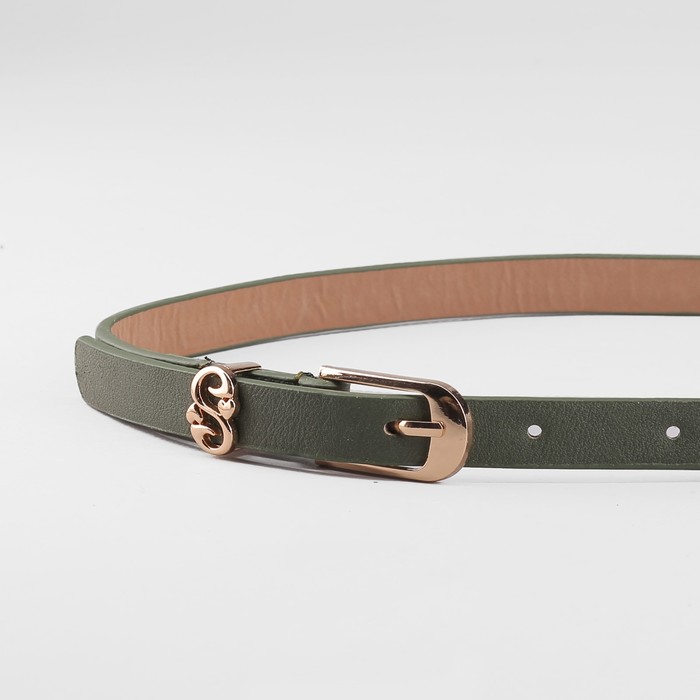 Ремень женский, пряжка и хомут золото, ширина - 1,5 см, цвет зелёный