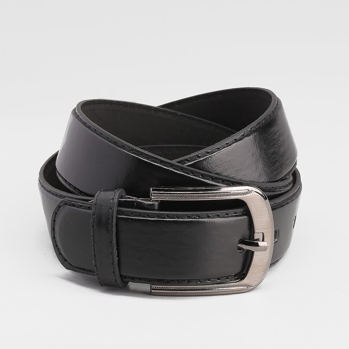 Ремень мужской, пряжка металл, ширина - 4 см, цвет чёрный