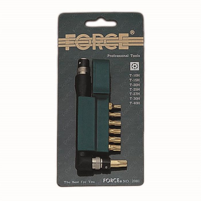 Набор вставок FORCE F-2081, TORX, T10H-T40H 1/4" с отверстием 8 предметовна блистере