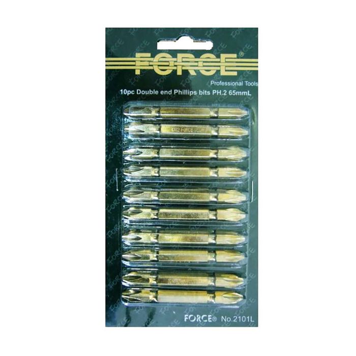 Набор вставок FORCE F-2101L, PH2 1/4" двусторонние, удлинённые, на блистере, 10 предметов