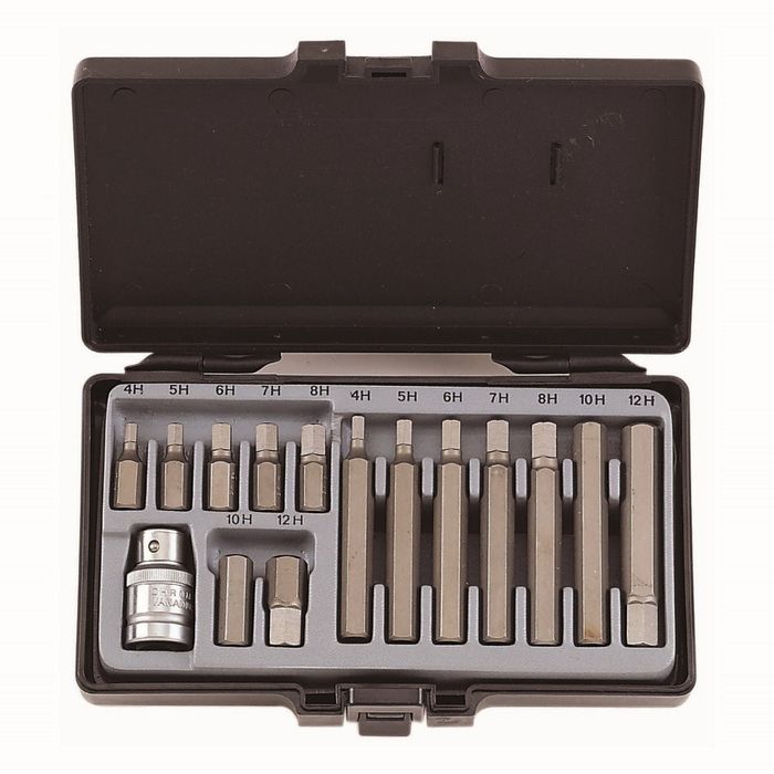 Набор вставок шестигранных FORCE F-4155, 4-12мм, 1/2", 15 предметов в кейсе