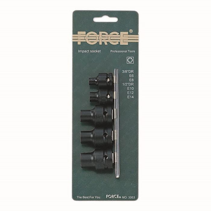 Набор головок TORX FORCE F-3063, Е8-E14 3/8" ударных 5 предметов на блистере