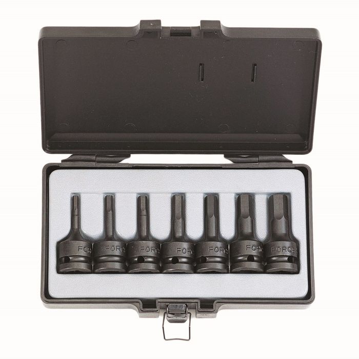 Набор насадок шестигранных FORCE F-4077, 4-14мм, 1/2", ударных, 7 предметов в кейсе
