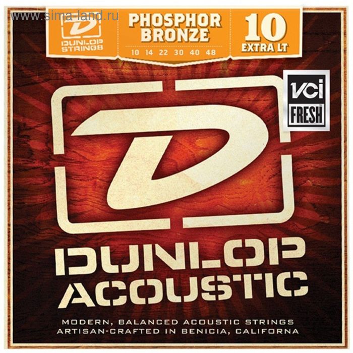 

Комплект струн для акустической Dunlop DAP1048 фосф.бронза, Extra Light, 10-48